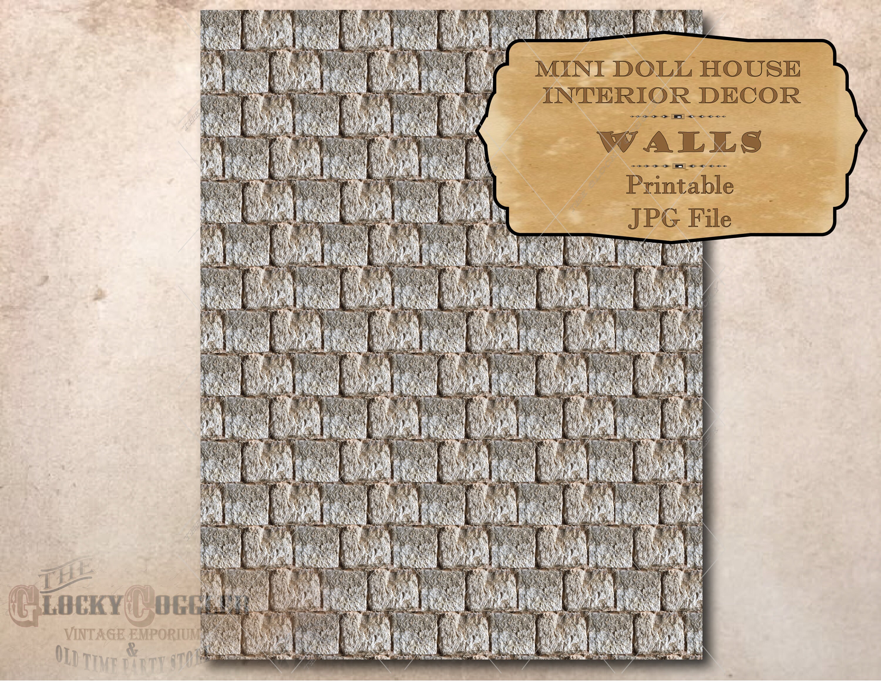 Stone Wall Dollhouse 1:12 Scale Printable 11X8.5 JPG | Etsy
