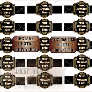 Custom CIGAR LABEL Printable JPG File Digital Download ~ Black Gold Roaring 20s 1920s Style Wraparound Personalized New Year&#39;s Party Decor