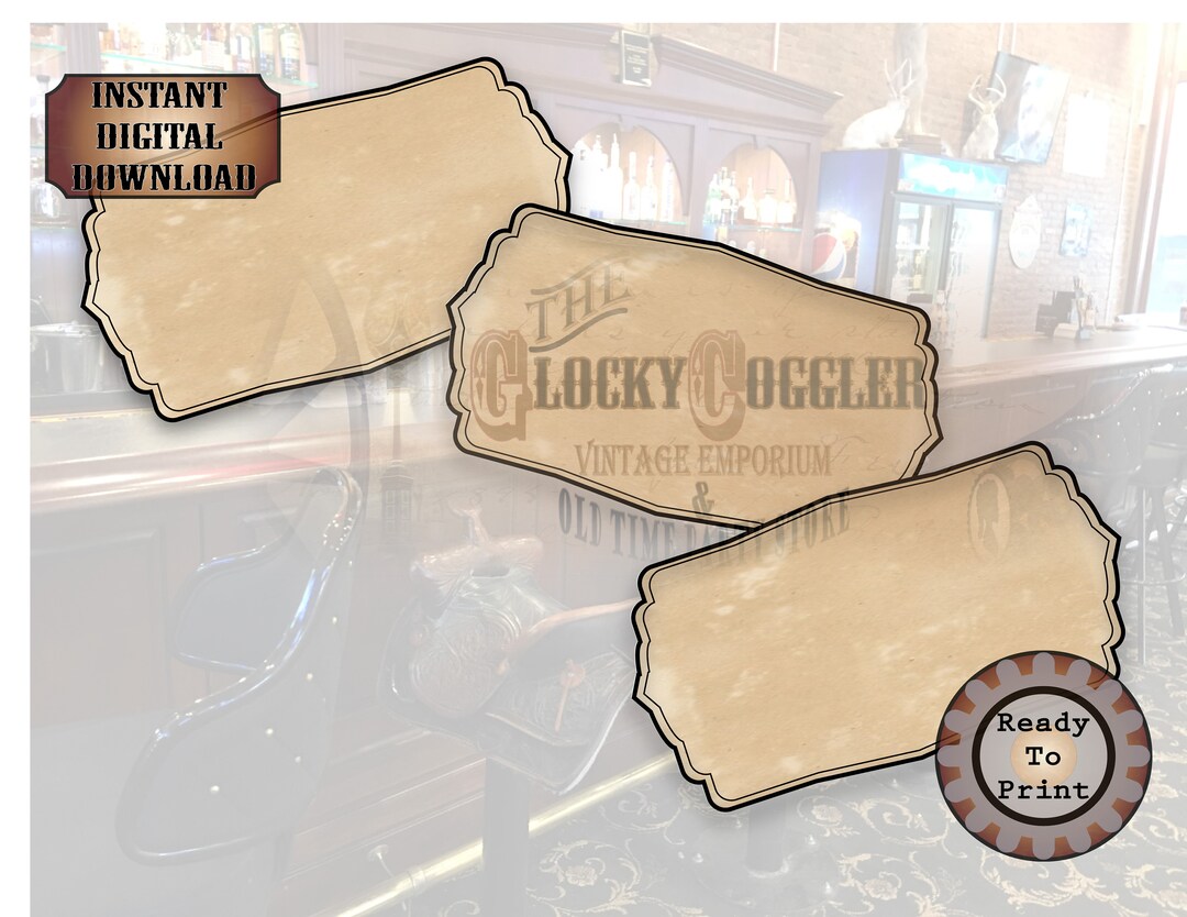 Blank Apothecary Jar Labels Printable JPG Sheet ~ 6 Large Aged ...
