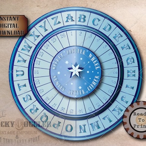 Secret DECODER WHEEL Printable 2 JPG Set ~ Holiday Escape Room Christmas Scavenger Hunt Puzzle ~ Blue Snowflake Kids&#39; Treasure Hunt Cipher