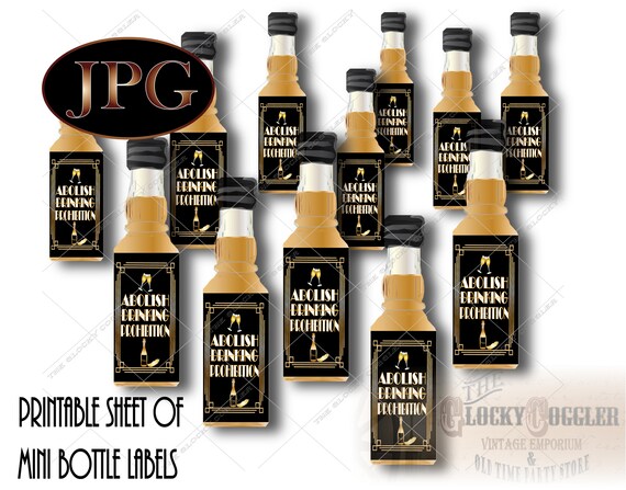 ABOLISH PROHIBITION Mini Liquor Bottle Labels Printable 12 | Etsy