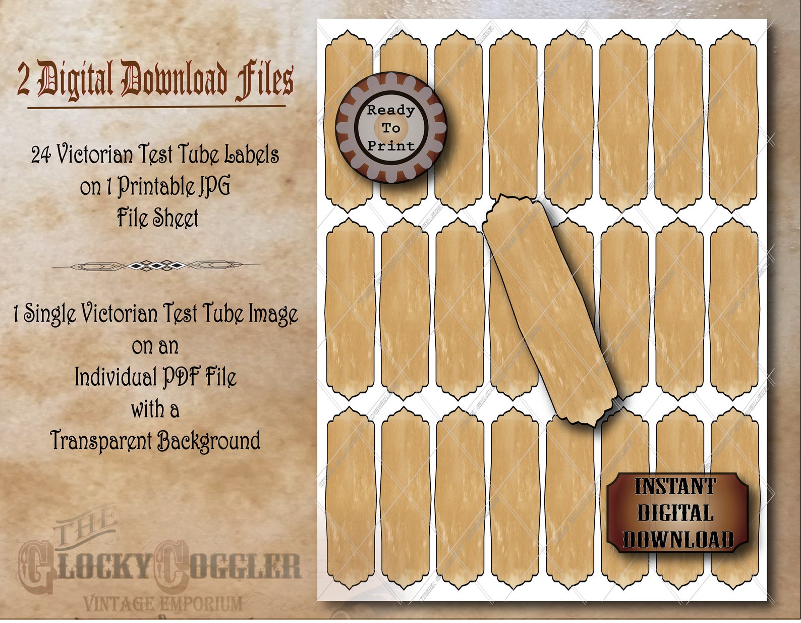 25 Test Tube Labels Printable JPG & PNG File Victorian Etsy