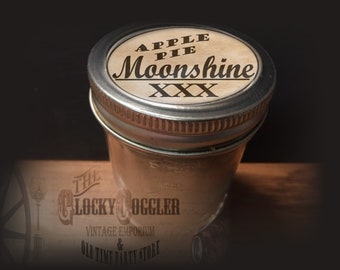 APPLE PIE MOONSHINE Printable Jar Labels png, jpg, svg Files ~ Sheet of 12 Mason Lid Labels ~ Fall Winter Wedding Favor Christmas Gift Tags