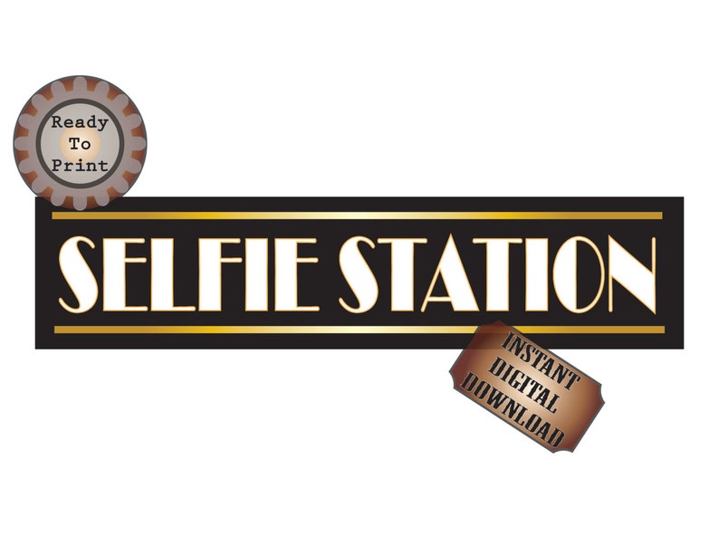 Art Deco Selfie Station Banner Printable Roaring Twenties | Etsy