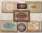 5 CIGAR BOX LABELS Printable Set ~ Whiskey & Cigars Bar Party Crate Decor ~ 7X10" JPGs ~ Aged Paper Corona, Churchill, Toro, Lucero, Robusto