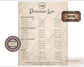 PASSENGER LIST Personalized Steamship Wedding, Escape Room, Murder Mystery Party ~ 8.5X11 Printable JPG ~ First Second Third Class Steerage