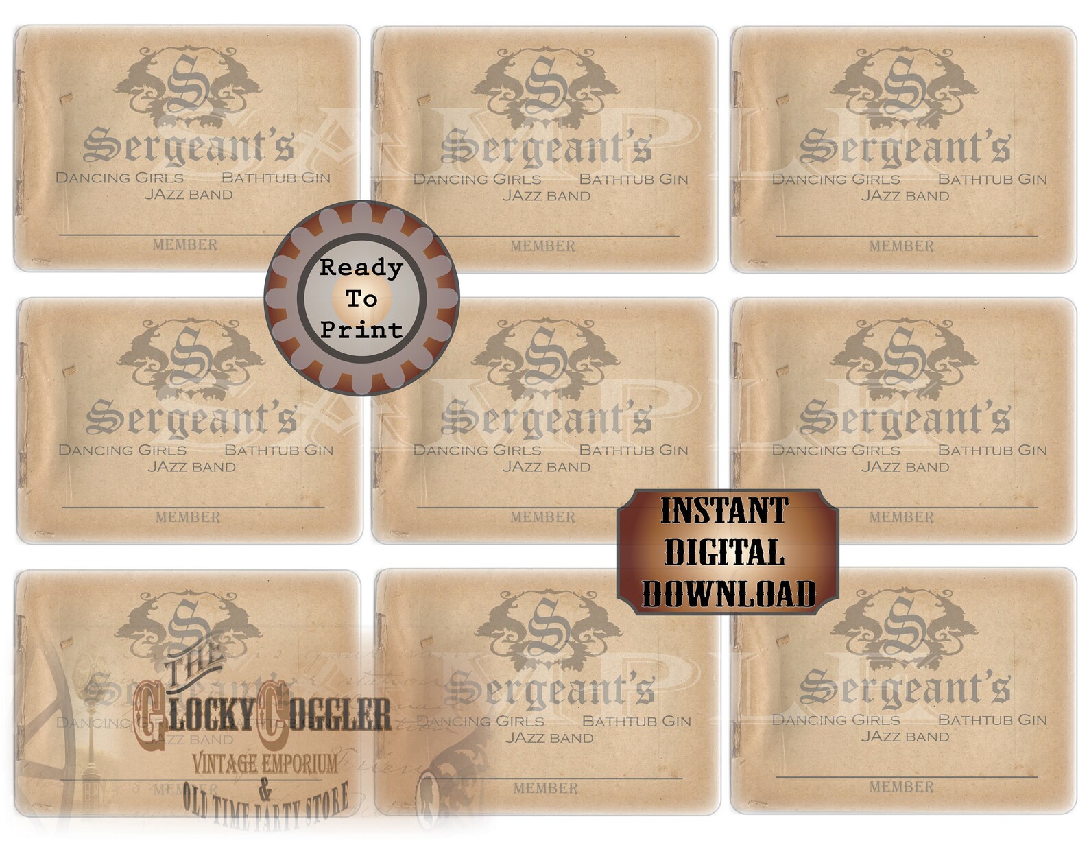 Speakeasy Table Card & Place Cards Set JPG Digital Files Etsy