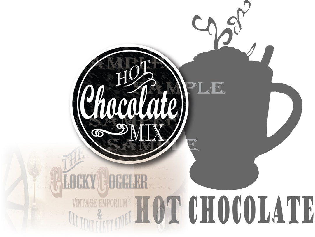 Hot Chocolate MIX Printable Sheet 12 Mason Jar Lid Labels 3 Files Single PNG Image Fall or ...