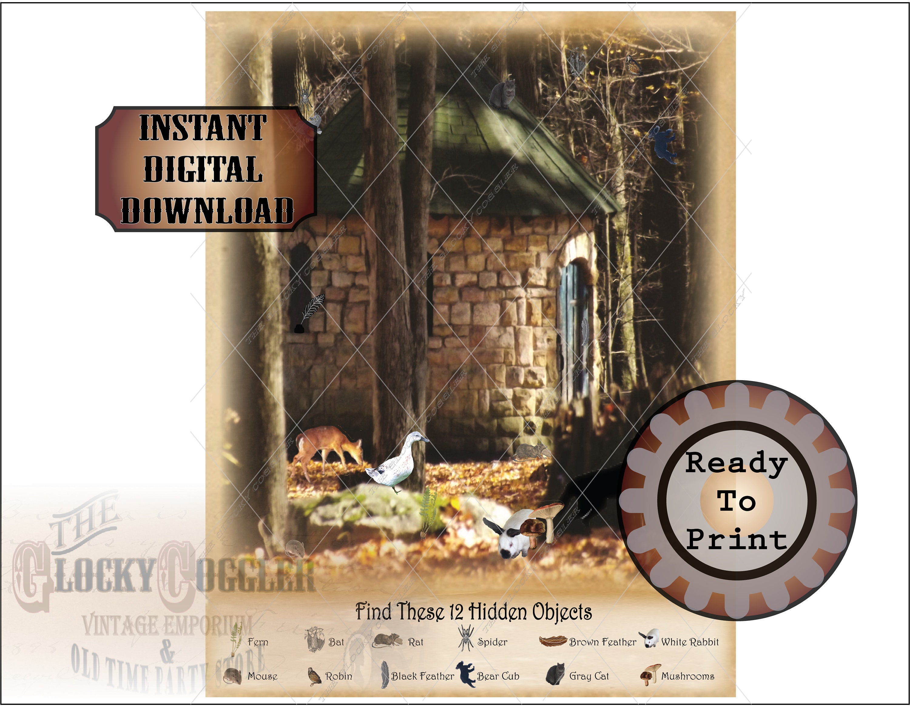 12 Hidden Objects Game Escape Room Printable Sheet 2 JPG - Etsy