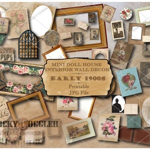 Book Nook Printable Accessories ~ Dollhouse 1:12 Scale Interior Decor 11X8.5&quot; JPG ~ Victorian Wall Decor, Picture Frames, Portraits, Letters