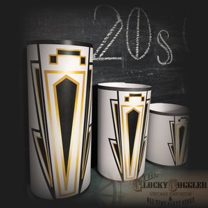Art Deco Printable Luminaries Set DIY Candle Wraps 3 JPGs Prohibition Speakeasy Roaring 20s Gold Black Table Centerpiece Wedding Decor image 9