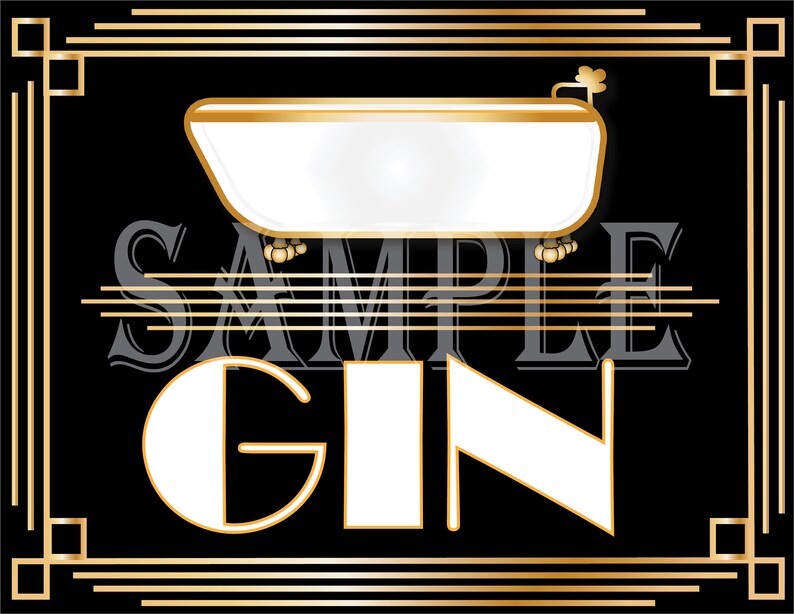 Homemade Gin Sign Printable Roaring 20s Prohibition Art Deco Gatsby