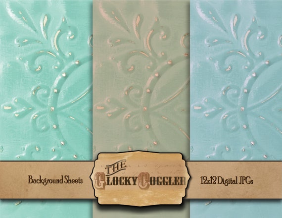 3 TIN TILE Scrapbook Sheets Printable 12x12 Jpgs Junk | Etsy