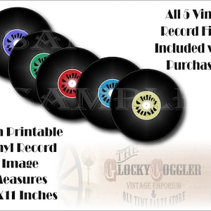 50s Printable Vinyl Record Images 5 PDF Files ~ 11x11" 1950s Retro ...