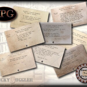 The Secret Garden Quotes Printable Set ~ 8 Library Card Catalog Cards, 2 JPGs ~ World is a Garden, What is Spring, She Made Herself Stronger