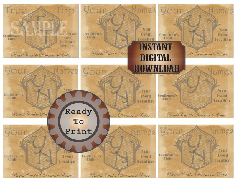 Personalized Speakeasy Cards Printable 9 Wedding Announcements Etsy