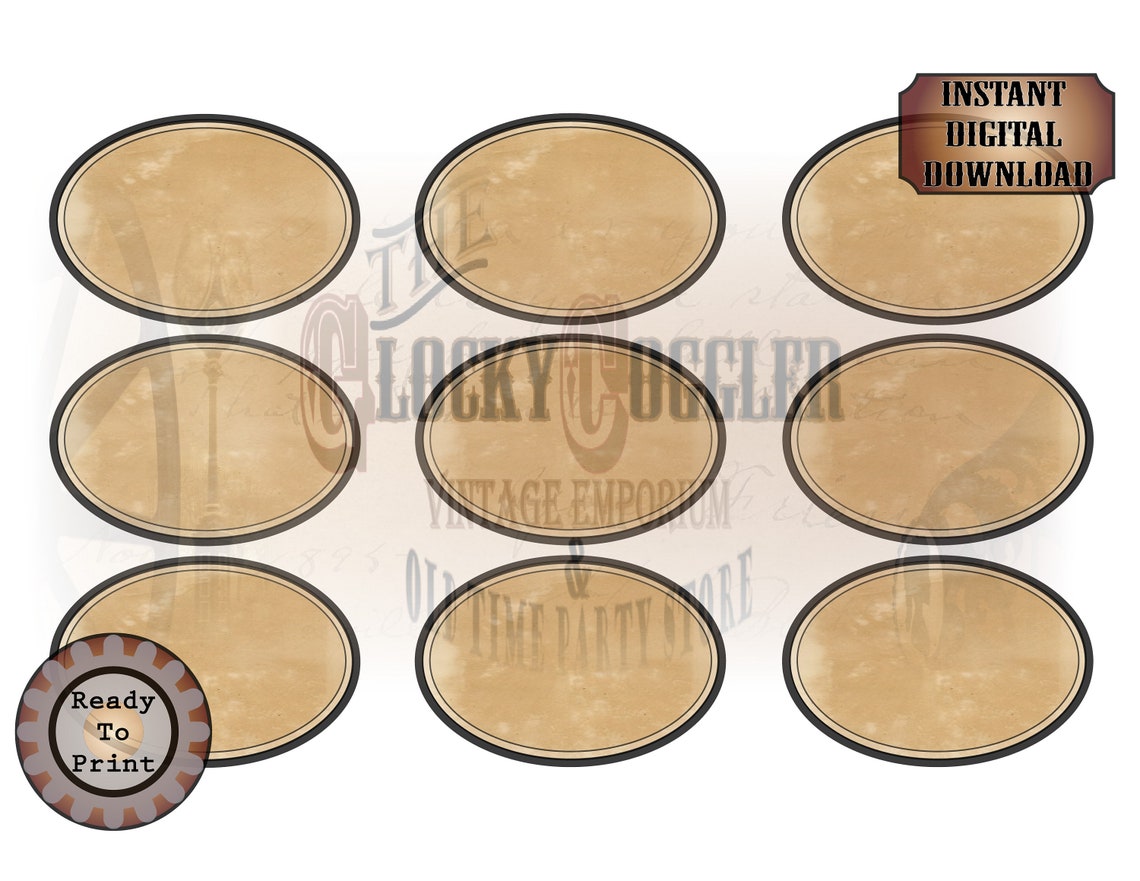 Oval Apothecary Jar Labels Printable Sheet JPG 9 Aged - Etsy