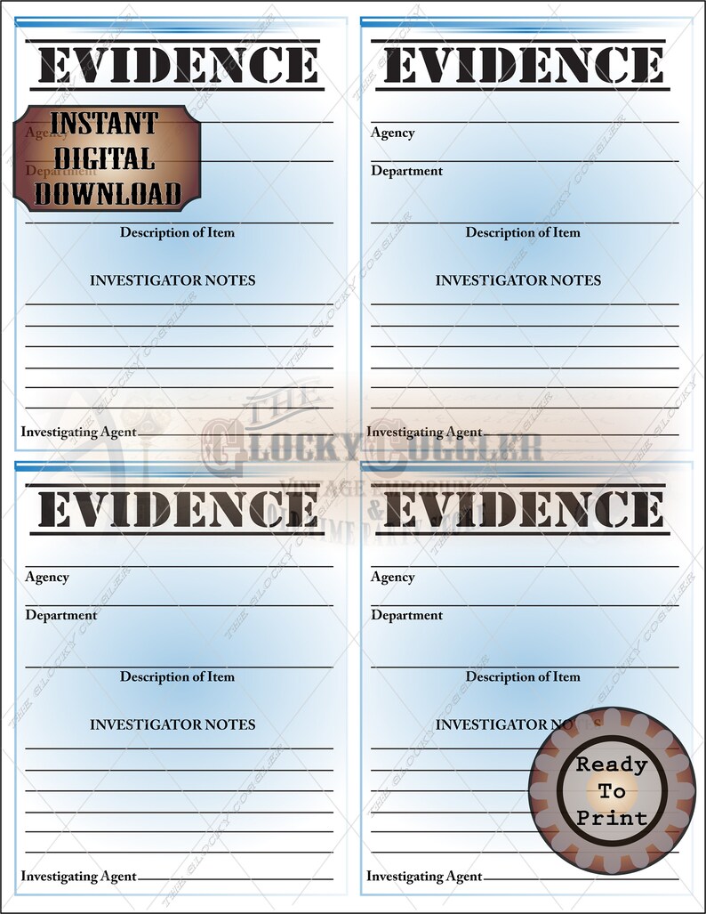 EVIDENCE BAG Printable 4x5.25 Zip Top Bag Labels Murder Etsy