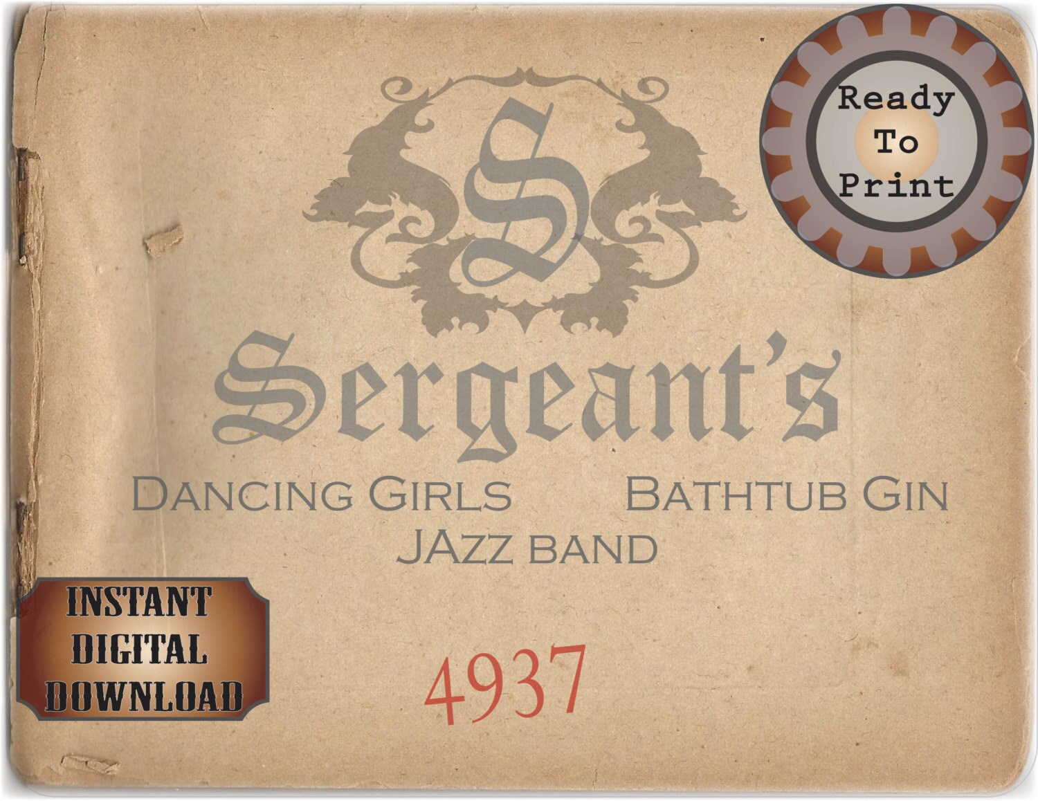 Club 160 Speakeasy Card Printable 1920s Era Sign Prohibition Roaring