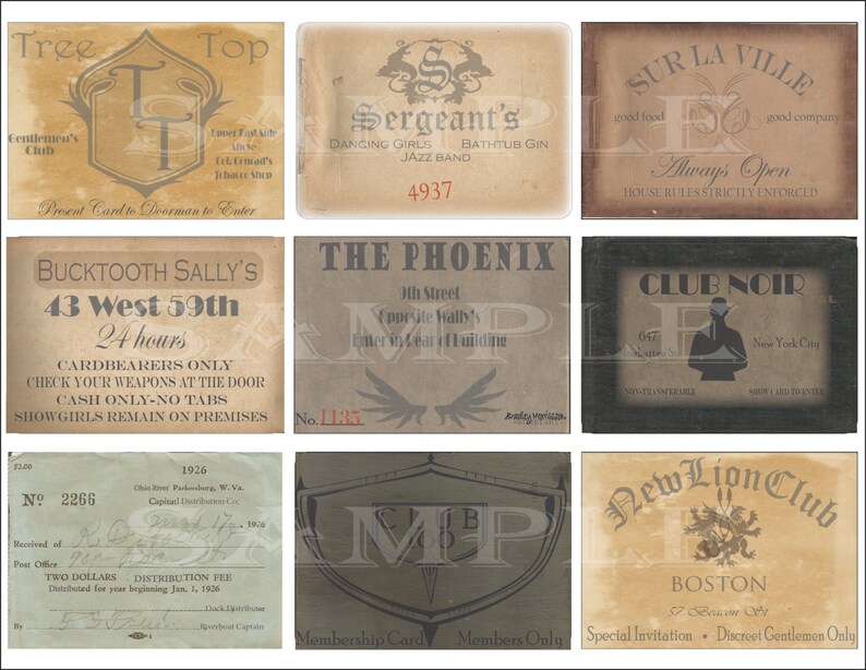 9 Speakeasy Cards Printable Members Only Passes Prohibition Etsy