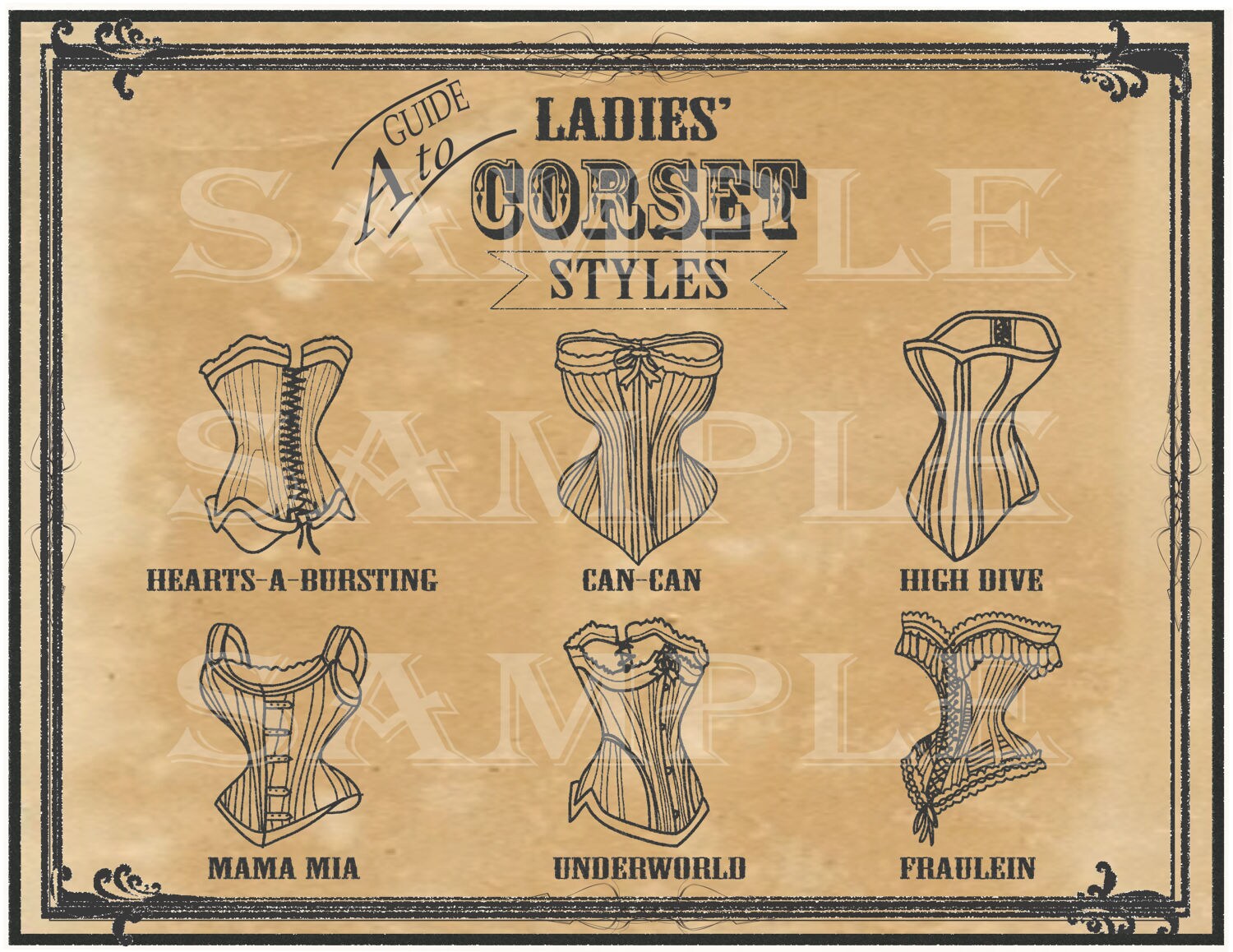 Ladies Corset Printable 11X14 Poster Victorian Steampunk Etsy