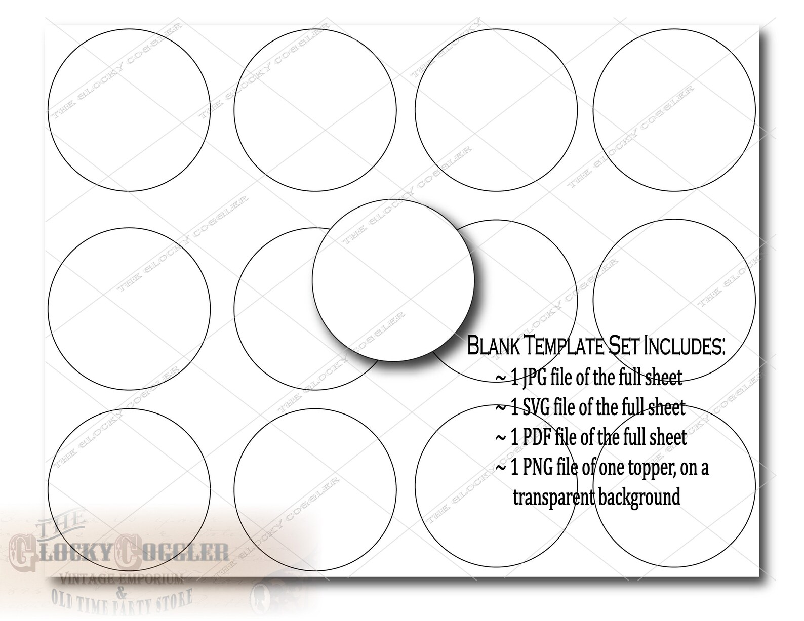 BLANK Cupcake Topper Template File Set ~ Jpg, Svg, Pdf, Png ~ Pre ...