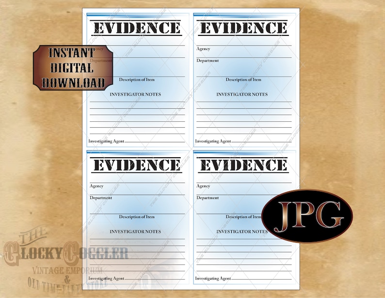 EVIDENCE BAG Printable 4x5.25 Zip Top Bag Labels Murder Etsy