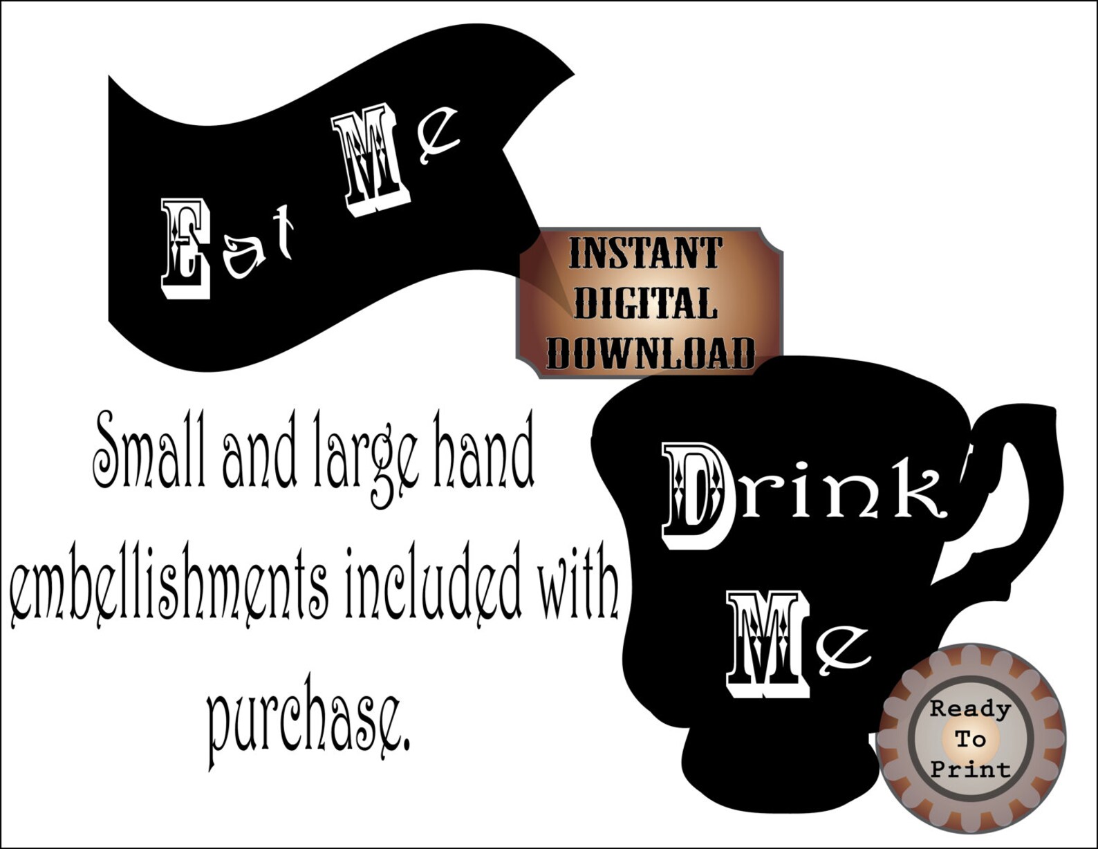 Mad Hatter Clock Printable Kit Steampunk Aged Tea Party - Etsy