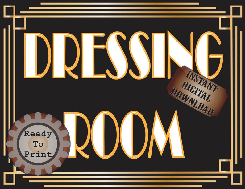 dressing room sign printable roaring 20s prohibition era art etsy