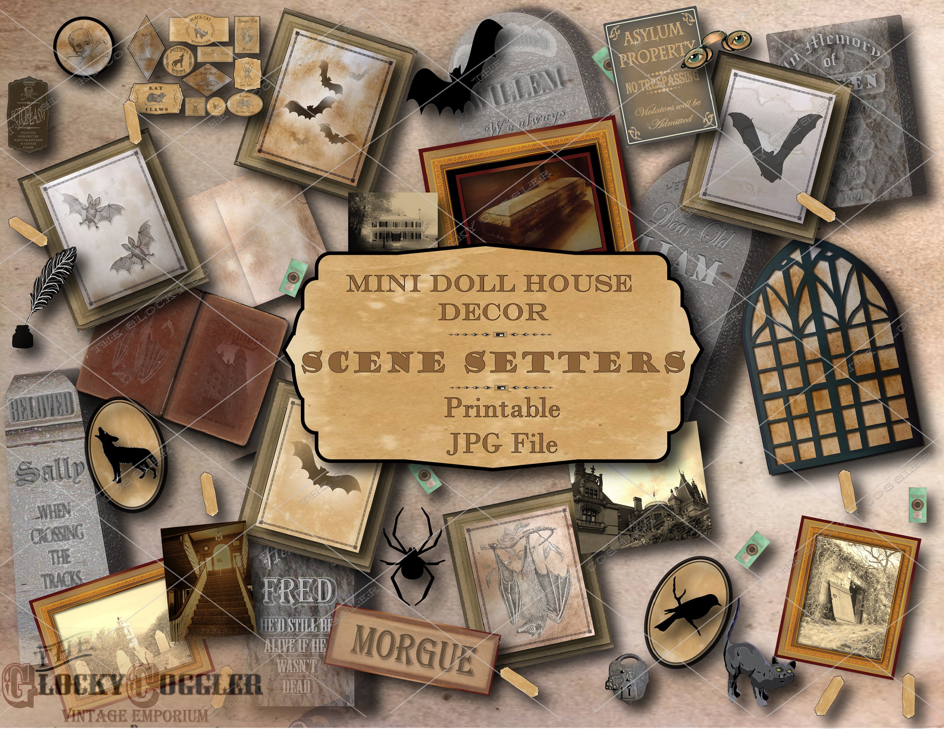 Dollhouse Halloween Decor DIY Printable Gothic Haunted Dollhouse