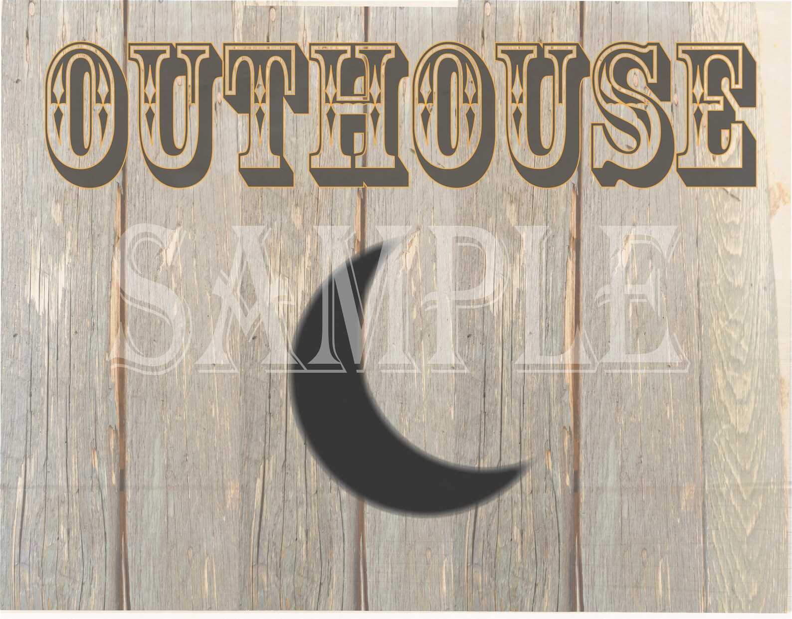 OUTHOUSE Sign Printable Restroom Sign Barn Wood &amp; Crescent - Etsy Canada