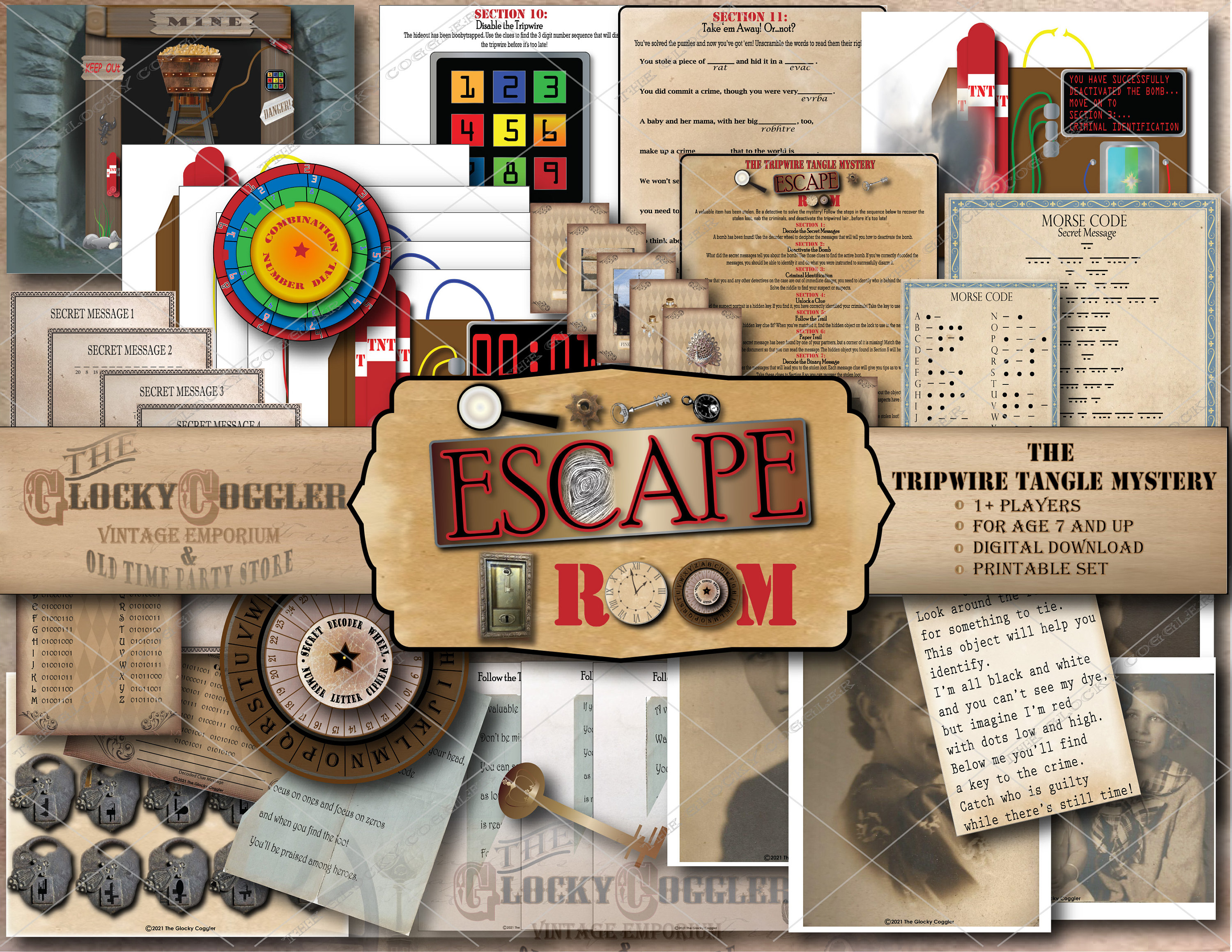 Detective Party Printable Escape Room Game Tripwire Tangle Etsy Ireland