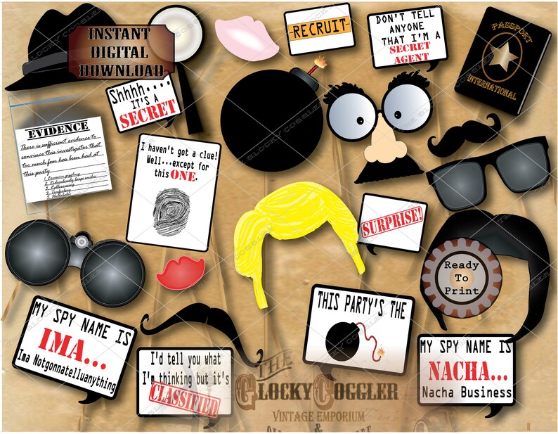 MURDER MYSTERY Detective Photo Booth Props 1 ZIP File Cast Etsy