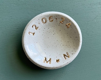 Personalized Ring Dish -  Initials and Date Wedding