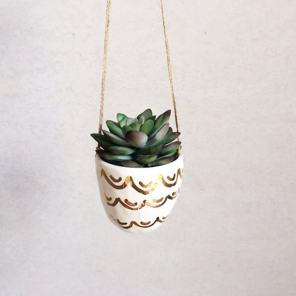 Gold Hanging Planter - Succulent Planter