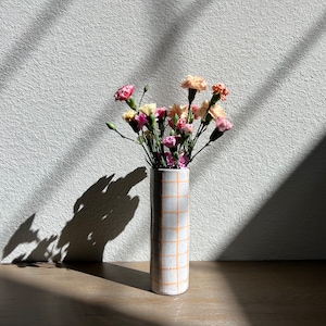 Plaid Stoneware Vase - Handmade Vase - Pottery Vase