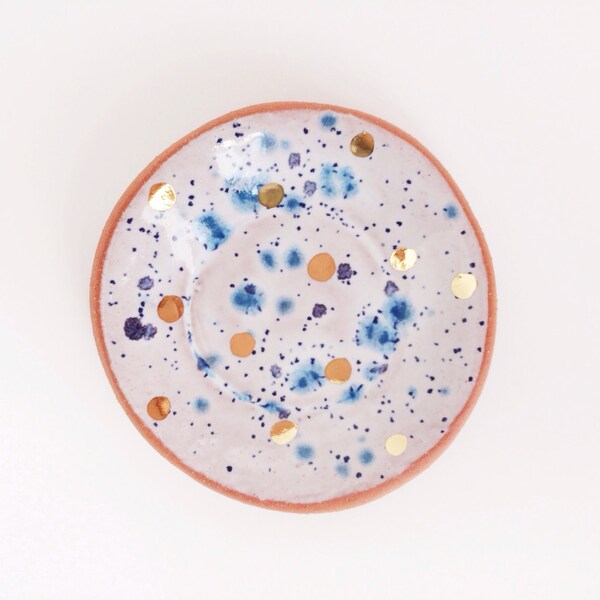 Ring Dish with Gold - Jewelry Dish - Small Gold Dish - Ring Holder