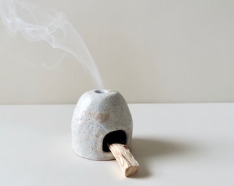 Palo Santo Holder - Stoneware Pottery - Sea Salt