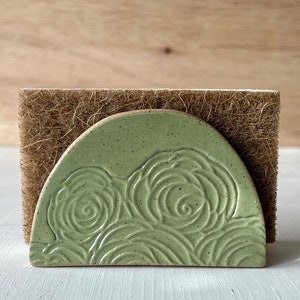 Sponge Holder Stoneware Leaf Green image 4