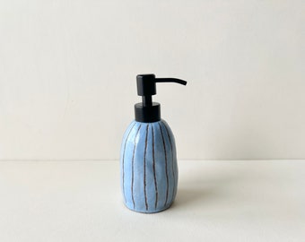 Soap Dispenser - Stoneware Pottery - Blue Kitchen Decor