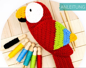 Patron au crochet : Peluche perroquet Piet (PDF, allemand)