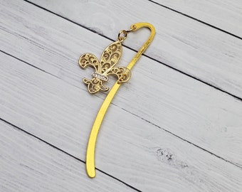 Fleur de Lis Metal Bookmark - Mini Bookmark - Gold Bookmark - Elegant Fleur de Lis - Book Lover Gift