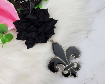 Fleur de Lis Car Charm, Fragrance Vent Clip, Flower Acrylic Car Vent Clip, Car Decoration, Glitter Fragrance Car Vent Hanger