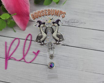 Badge Reel or Lanyard | Halloween Goosebumps Geese | ID Holder | Teacher, Nurse, Office Staff, Student, Waitress, Driver | Name Tag | Gift