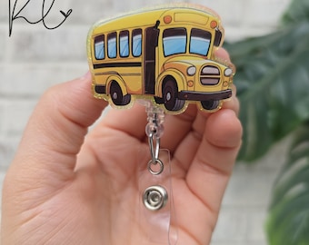 Carrete de insignia con purpurina / Cordón para autobús escolar / Llavero / Porta identificación / Profesor, Enfermero, Personal de oficina, Estudiante, Camarera / Etiqueta con nombre / Regalo