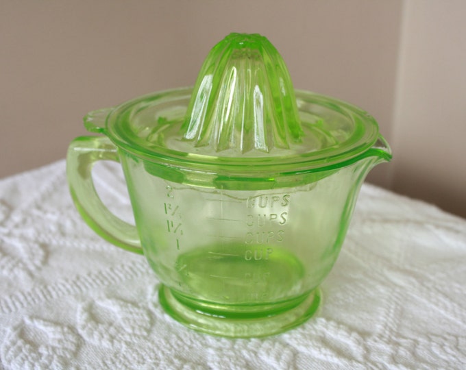 Vintage Green Glass Juicer and Measuring Cup. Antique Retro Etsy