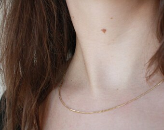 Short Gold Necklace. Vintage Thin Gold Chain Necklace. Simple Gold Necklace. Gold Colored Necklace. Gold Choker.