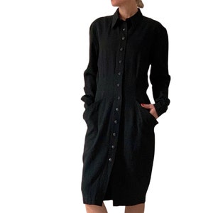 1990s Thierry Mugler Active black dress, Mugler dress, Vintage designer dress, Statement dress, 90s black dress, Structured dress, XS, S