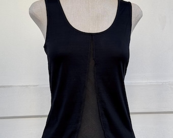 00s Jil Sander black silk top, Scoop neck, Minimalist luxury fashion, 2000s black top, aesthetic tops vintage, Jil Sander sleeveless blouse