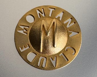 Vintage Claude Montana Gold Round Brooch - Designer Collectible Jewelry - 1980s Vintage Fashion Jewelry